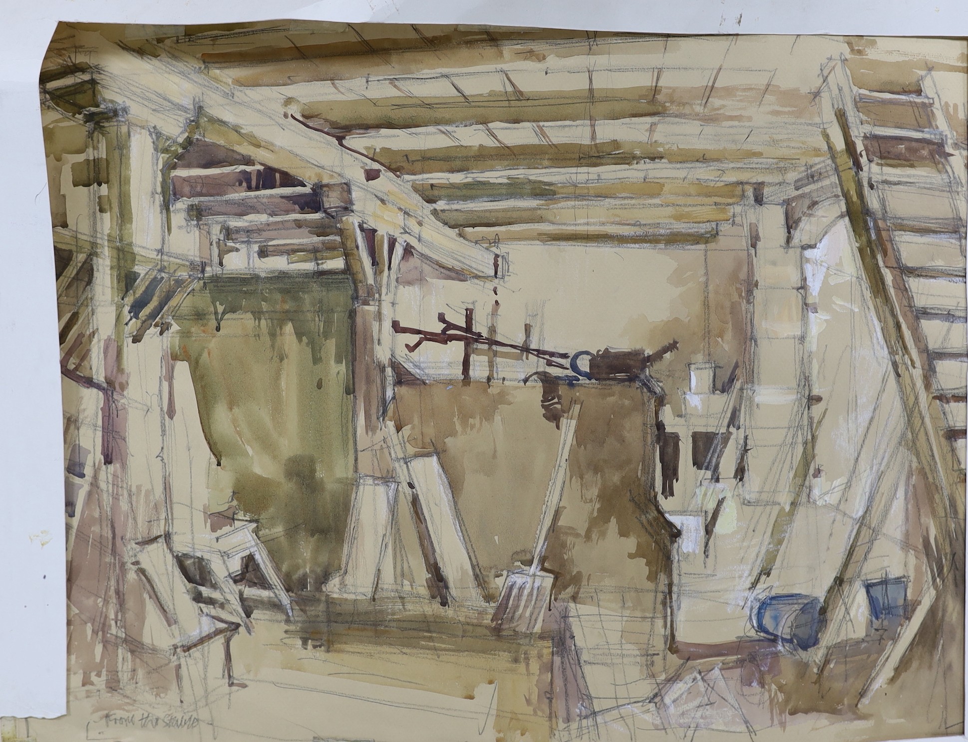 Michael Lawrence Cadman (1920-2010), two folio's of assorted watercolours and sketches, London, Cornish harbours, Sherborne, Dorset, largest 50 x 70cm